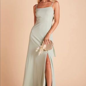 Birdie Grey sage green full length bridesmaid dress gown